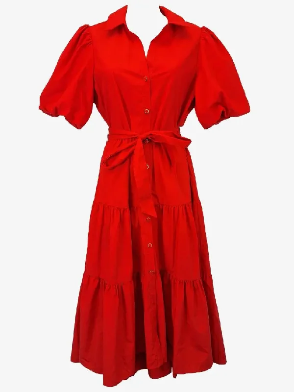 Petite dresses for womenPortmans Scarlet Puff Sleeve Tiered Celebration Dress Size 10