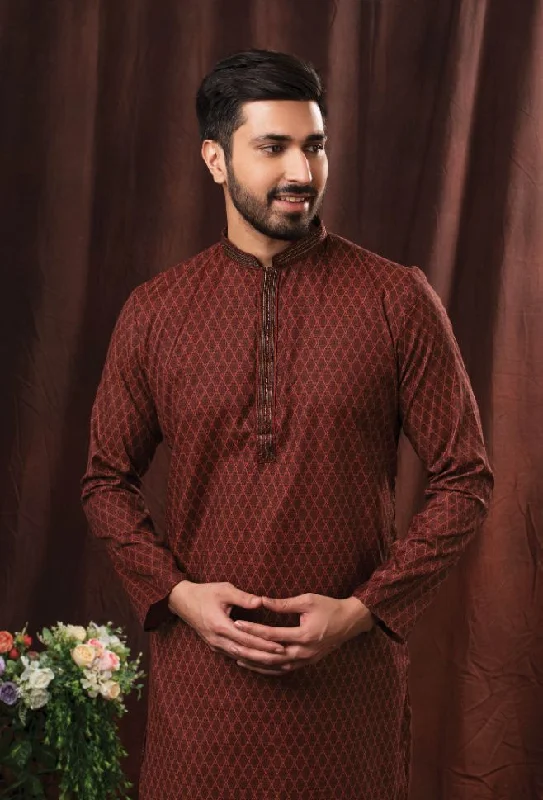 Women's casual dressesMaroon Color Printed Readymade Kurta Pajama - Rent