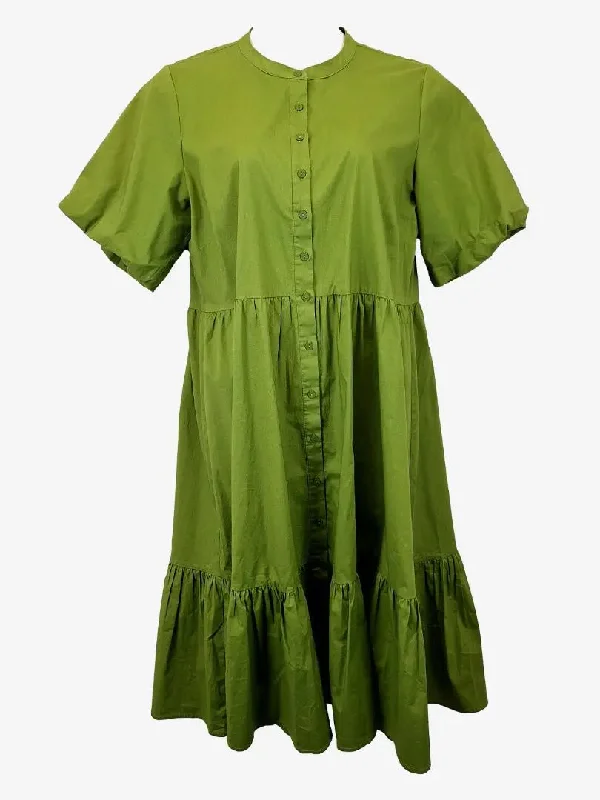 Lantern sleeve dresses for womenFoil Olive Puff Sleeve Tiered Button Up Dress Size 16