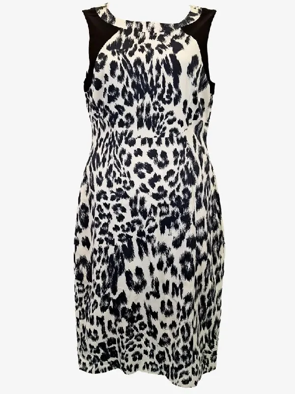 Workwear women's dressesKaren Millen Satin Smokey Grey Wild Print Dress Size 16