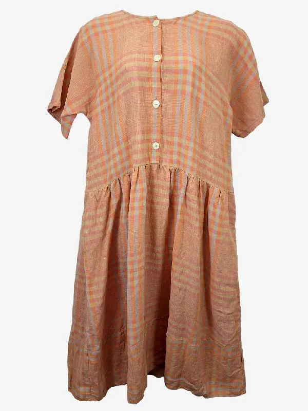 Flowy dresses for womenPOL Marigold Check Boho Linen Dress Size 12
