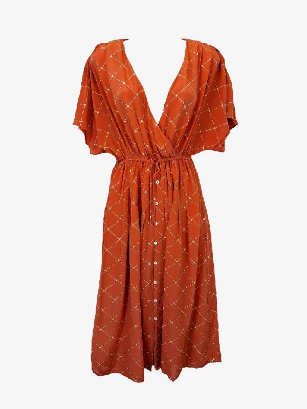 Bridal dresses for womenElka Collective Rust Spotted Summer V Neck Dress Size 8