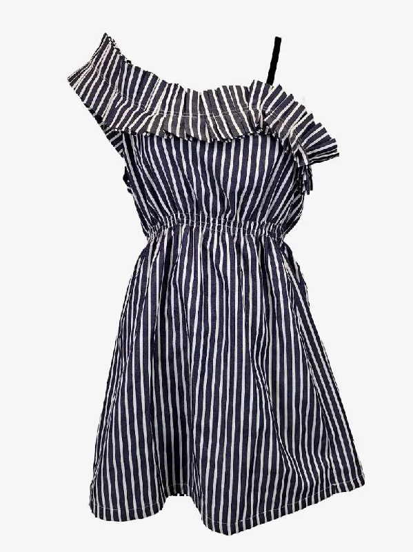 Custom-made dresses for personalized fitsPink Stitch Sunseeker Stripe Frill Shoulder Dress Size 10