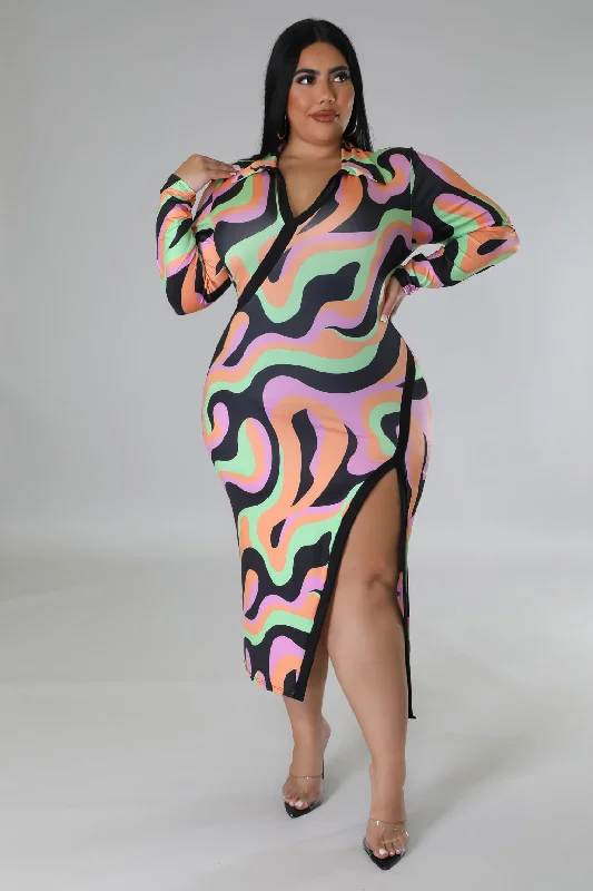 Low-cut dresses for womenWavy Hours Dress