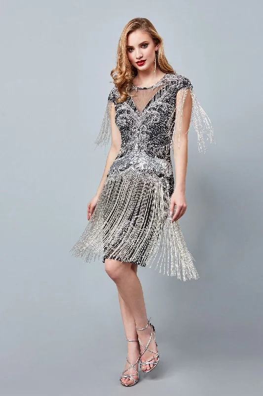 Bridal dresses for womenSybill Fringe Flapper Dress in Black