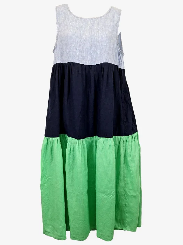 Cocktail dresses for womenAlessandra Blue Mint Tiered Linen Summer Dress Size S