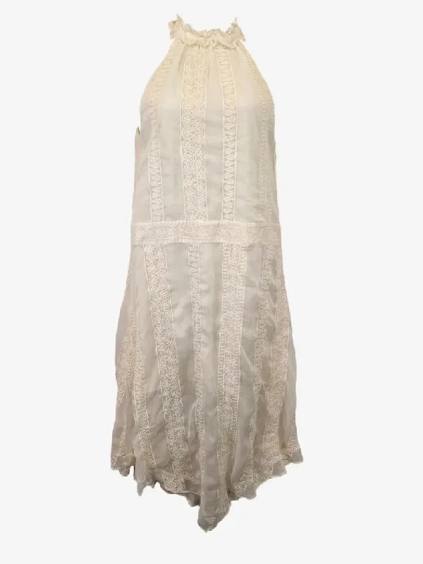 Designer dresses for high-end fashionCooper St Ivory Ruffle Neckline Delicate Dress Size 12