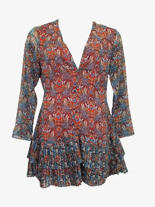 Elegant women's dressesThe East Order Pleat Ruffle Hem Floral Cocktail Dress Size L