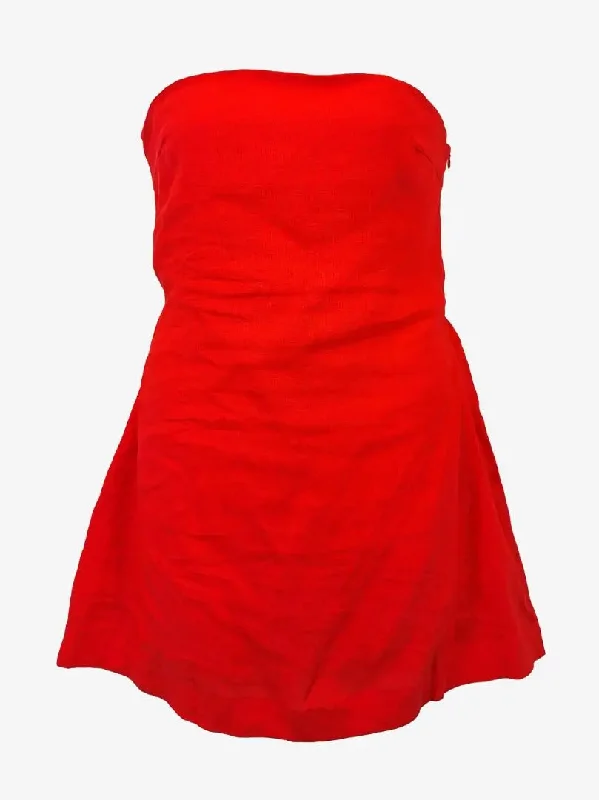 Synthetic dresses for budget-friendly optionsTurquoise Lane Vibrant Cherry Linen Strapless Summer Dress Size L
