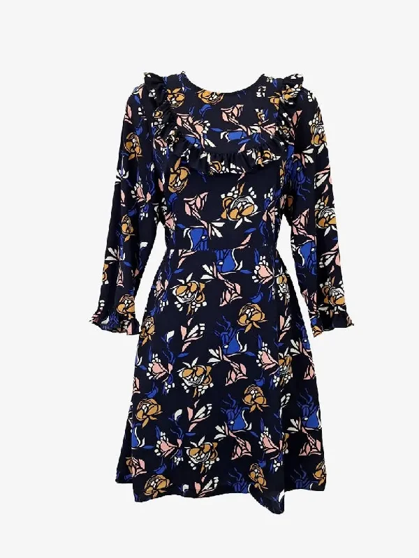 Plunging neckline dresses for womenKaren Walker Oxford Blue Ruffles Dress Size 10
