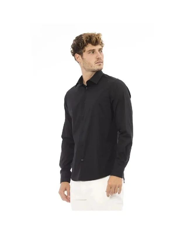 tops made from denim for menBaldinini Trend Men's Black Cotton Shirt - 44 IT