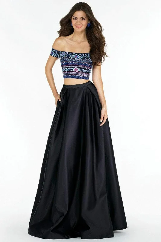 Striped dresses for womenAlyce Paris - 6817SC Two-Piece Embroidery-Ornate Off Shoulder Dress