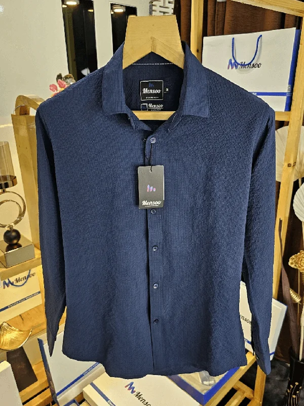 casual vests for menEmboss Plain Imported Shirt Navy