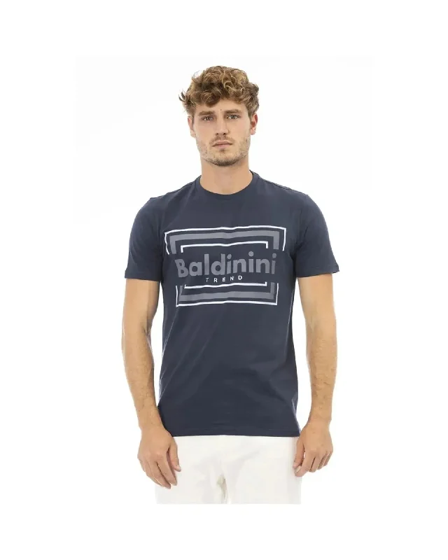 tops made from synthetic materials for menBaldinini Trend Men's Blue Cotton T-Shirt - 2XL