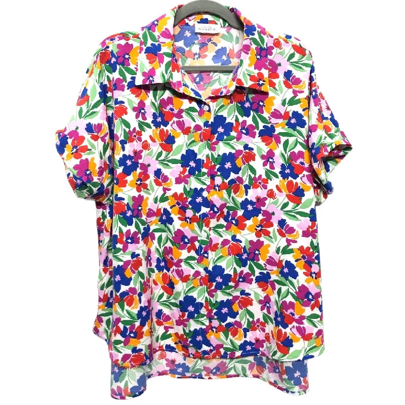Eco-friendly women's topsFloral Print Top Short Sleeve Clothes Mentor, Size L