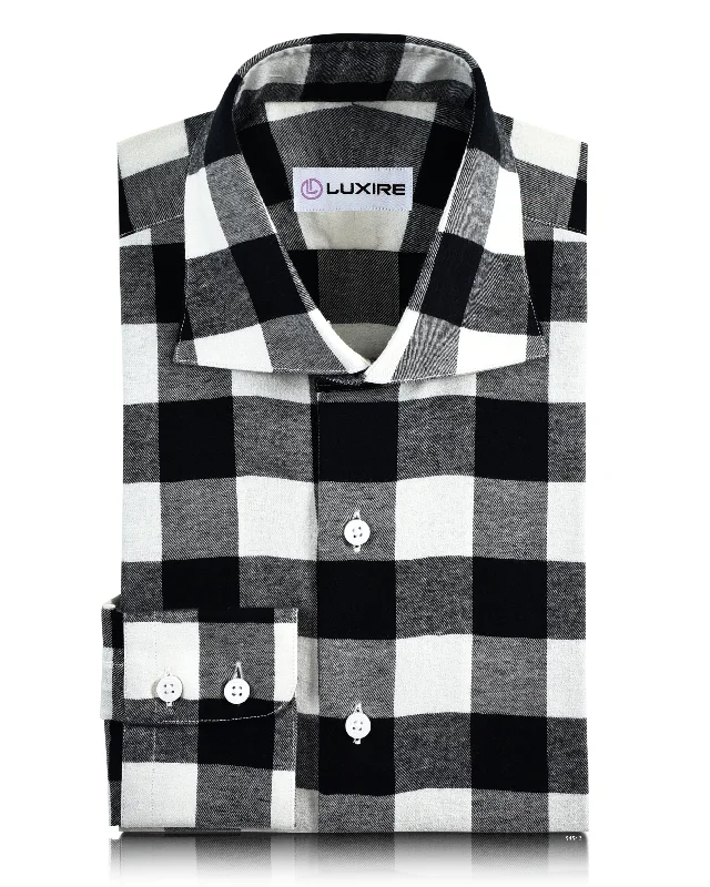 high-neck tops for menBlack White Checks