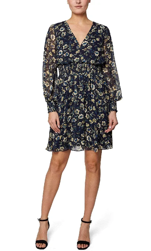 Lace dresses for womenLaundry HU05D37 - Floral Printed Long Sleeve Cocktail Dress
