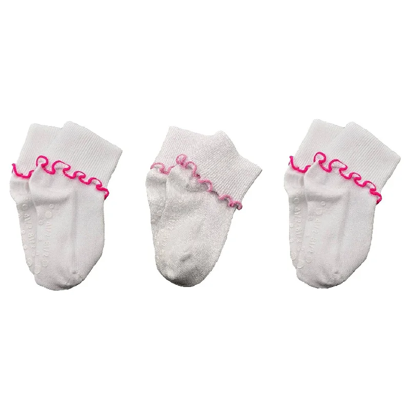 thermal tops for menGirls Non-Skid Seamless Toe Socks - 3-Pair Pack Cotton Ruffle Edge Socks