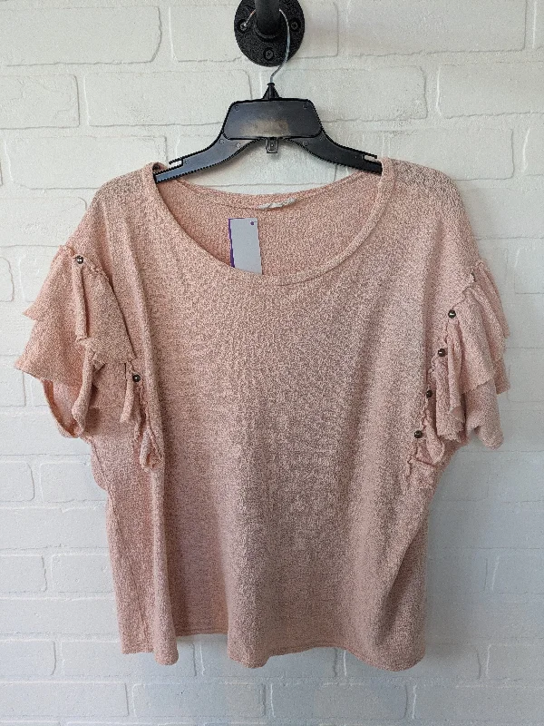 Plus-size women's topsPink Top Short Sleeve Clothes Mentor, Size S