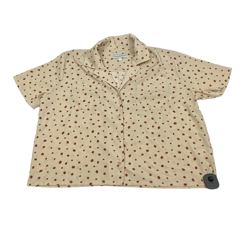 Coral women's topsTan Top Short Sleeve Clothes Mentor, Size M