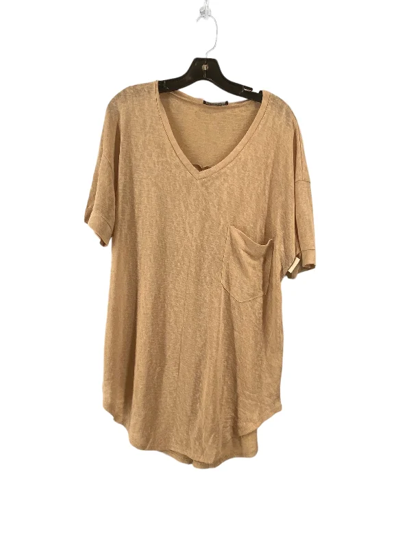 Transitional women's topsTan Top Short Sleeve Basic Clothes Mentor, Size L