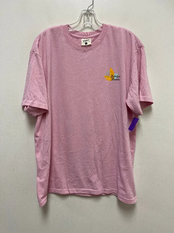 Fitted women's topsPink Top Short Sleeve Clothes Mentor, Size L