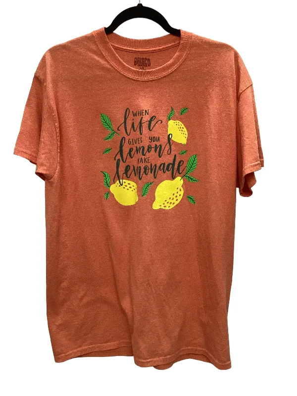 Peter Pan collar women's topsOrange Top Short Sleeve Basic Clothes Mentor, Size L