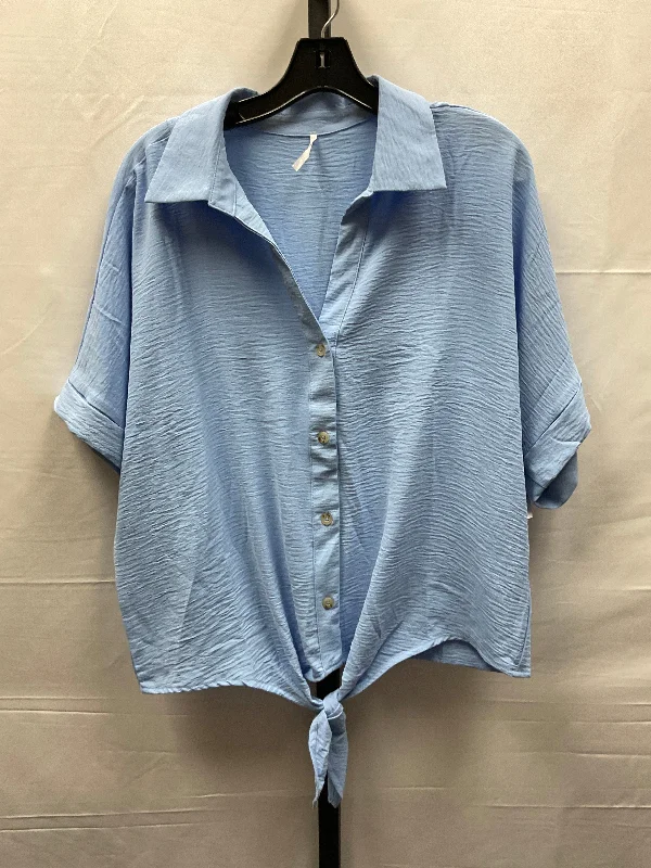 Oversized women's topsBlue Top Short Sleeve Clothes Mentor, Size L