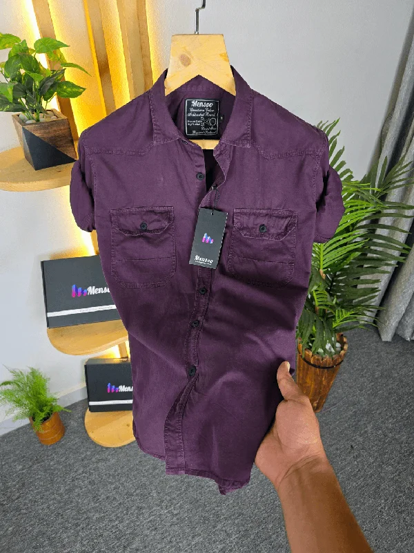 fleece jackets for menDouble Pocket Denim Shirt Wine