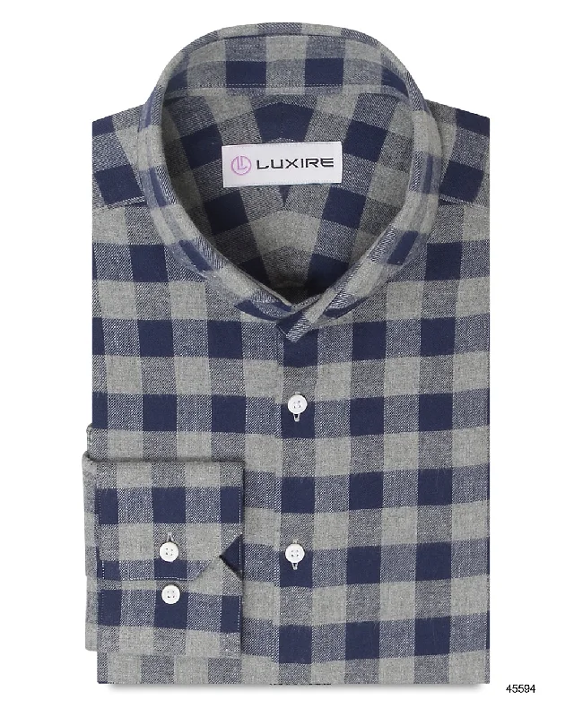 plaid shirts for menNavy Shepherd Check On Grey Flannel