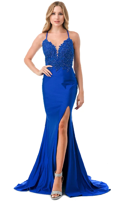 Custom-made dresses for personalized fitsAspeed Design L2814T - Beaded Lace V-Neck Evening Gown