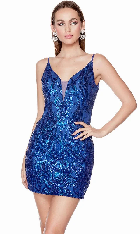 High-neck dresses for womenAlyce Paris 4656 - Spaghetti Straps Cocktail Dress