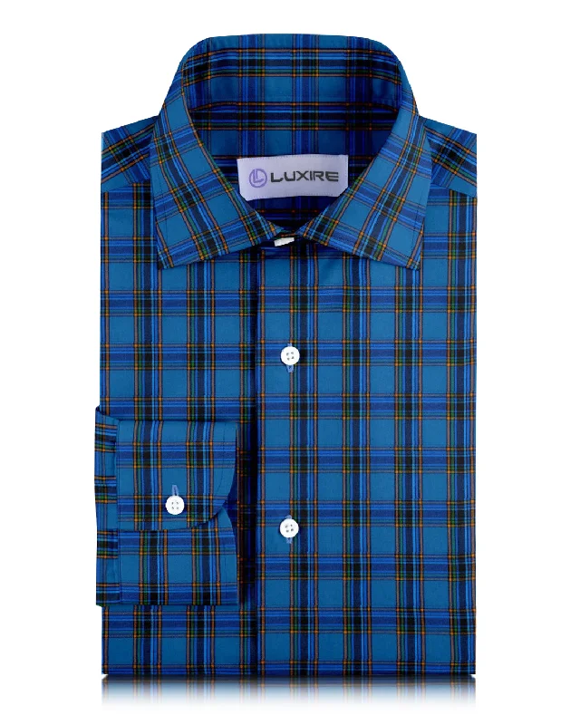 men's wear coatsBlue Black Dark Orange Green Tartan Checks
