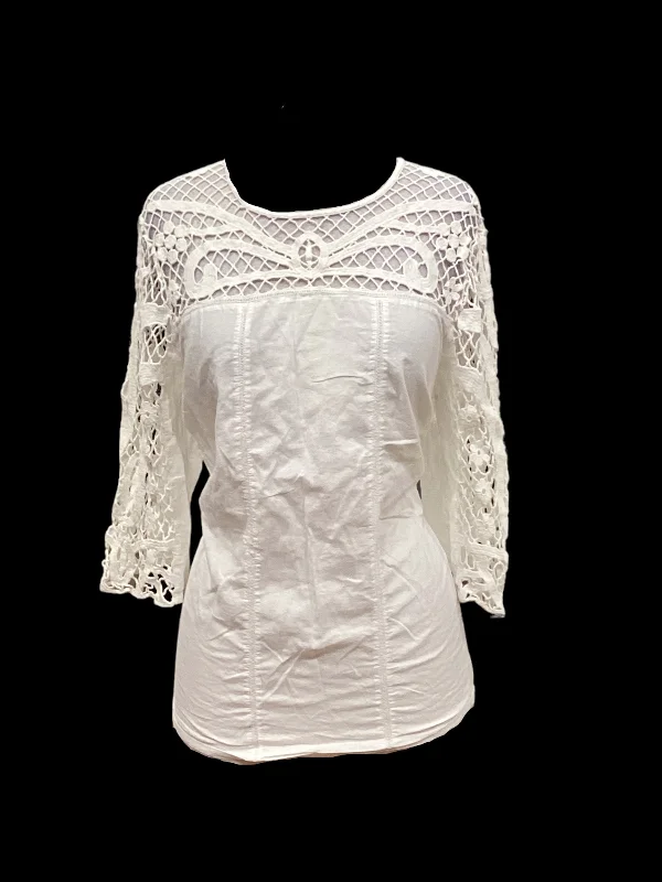 Embellished women's topsWhite Top Short Sleeve Clothes Mentor, Size 12