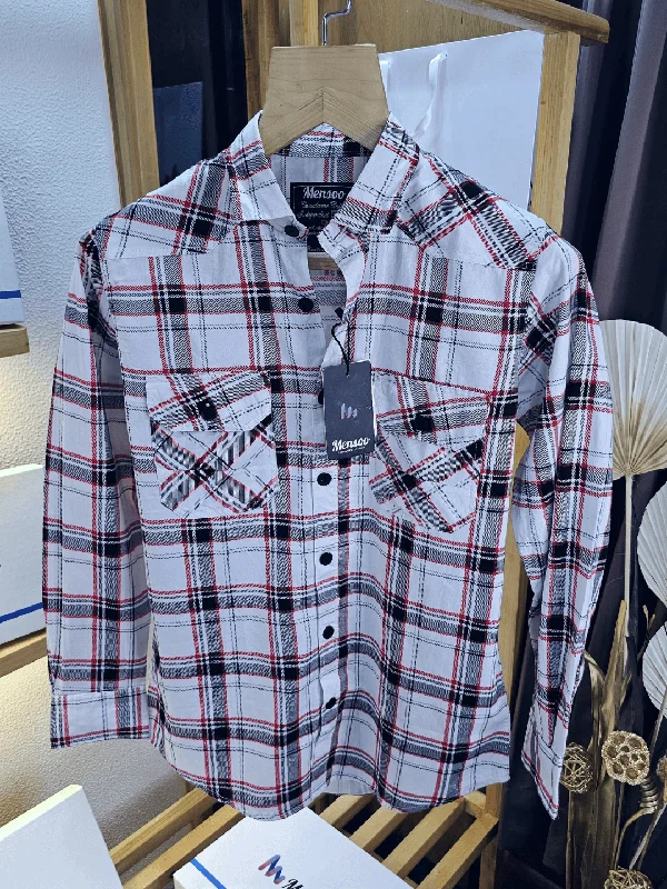 plain tees for menSelf Fold Check Pocket Shirt White