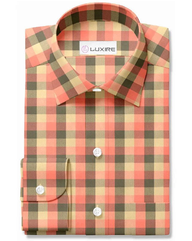 en's wear jacketsOrange Olive Tan Windowpane Twill Flannel Work Shirt