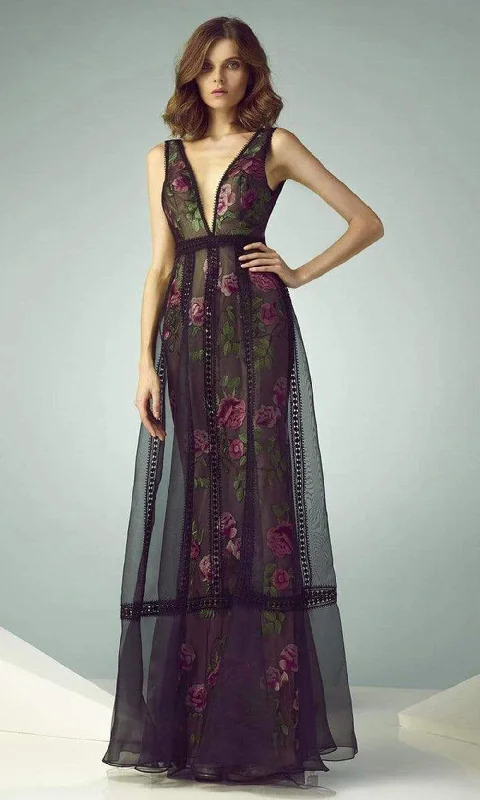 Dancewear dresses for performancesBeside Couture - Sleeveless Sheer Floral Dress BC1226SC