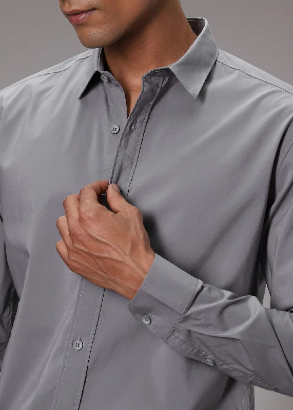 quilted jackets for menShale Grey Cotton Shirt