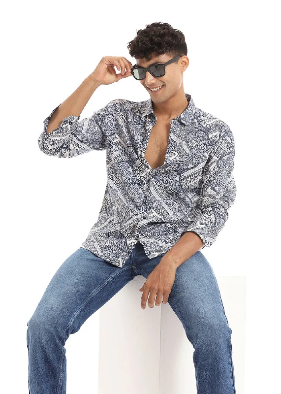 outdoor tops for menPaisley Print Shirt