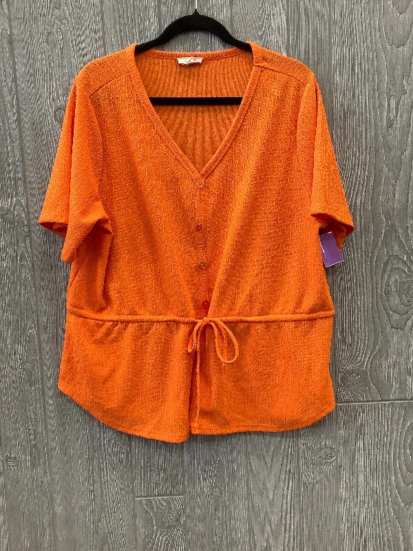Teal women's topsOrange Top Short Sleeve Clothes Mentor, Size 1x