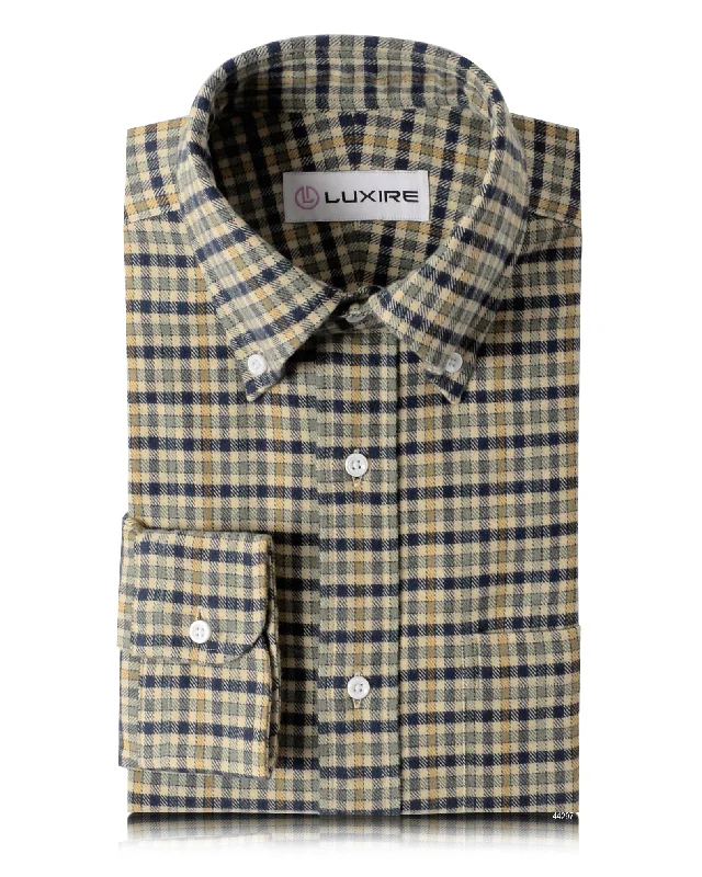 sweaters for menNavy Green Tattersall On Beige Flannel Shirt