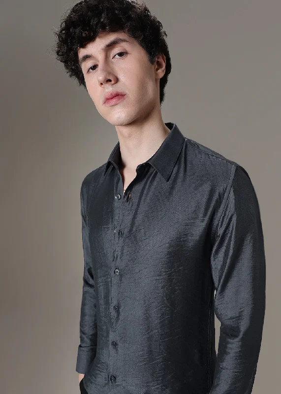 graphic tees for menGrey Crushed Satin Shirt