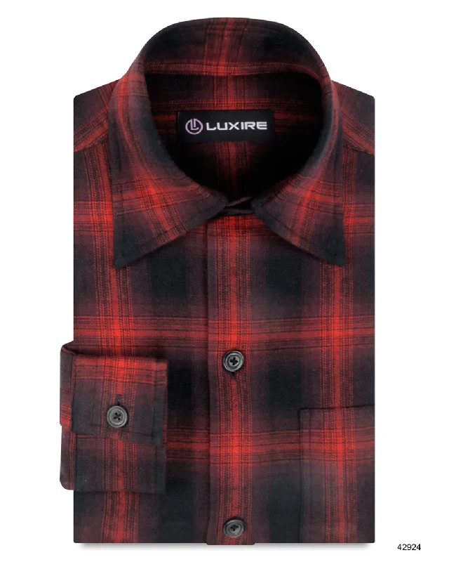 turtlenecks for menRed Black Tartan Checks
