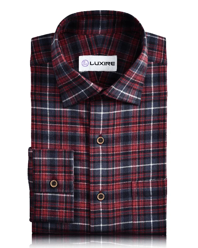 plaid shirts for menMaroon Grey Tattersall Flannel Work Shirt