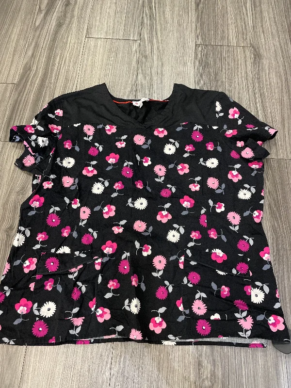 Winter women's topsFloral Print Top Short Sleeve Clothes Mentor, Size 2x