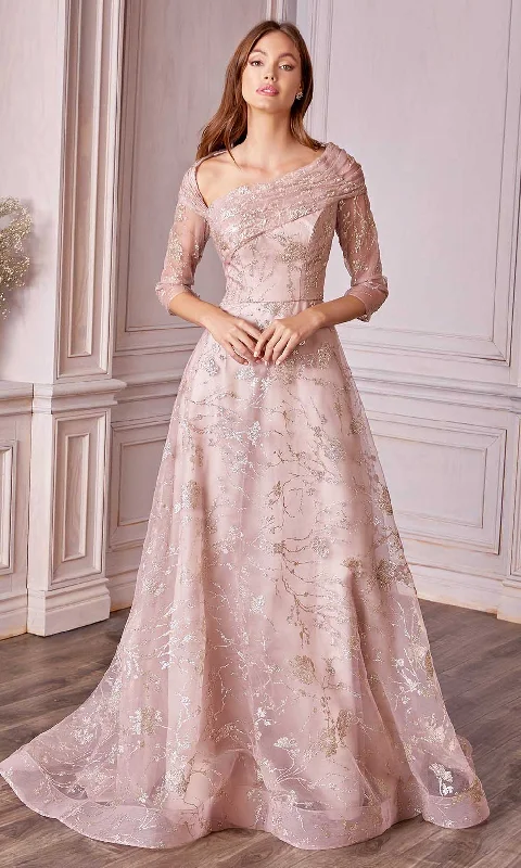 Glamour dresses for red carpet appearancesAndrea and Leo - A1030 Quarter Sleeves Floral Print A-line Dress