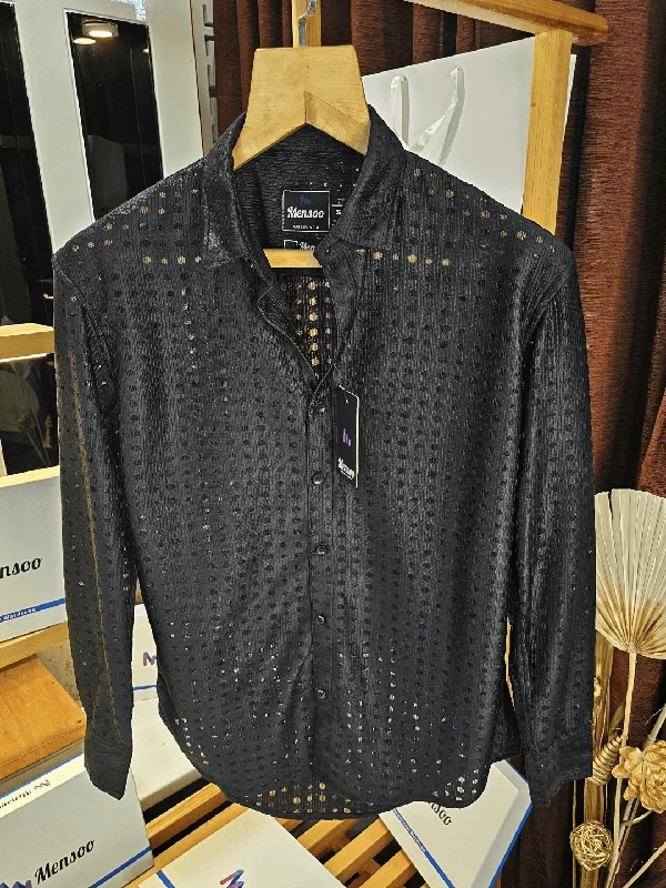 western-style shirts for menKnitted Shirt Black 4 Net