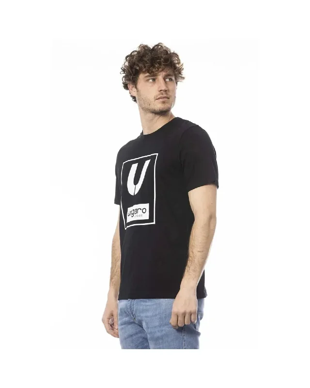 short-sleeved shirts for menUngaro Sport Men's Sleek Black Cotton Crew Neck Tee - 2XL