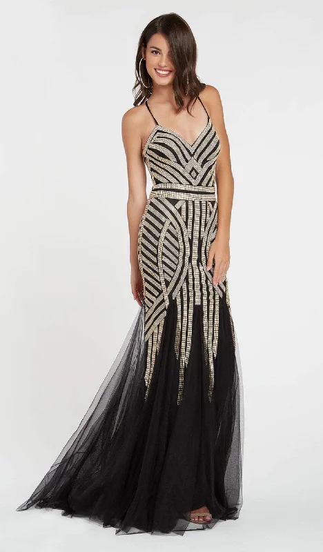 Limited edition dresses for collectorsAlyce Paris - Embellished Sleeveless V Neck Tulle Trumpet Gown 60520SC