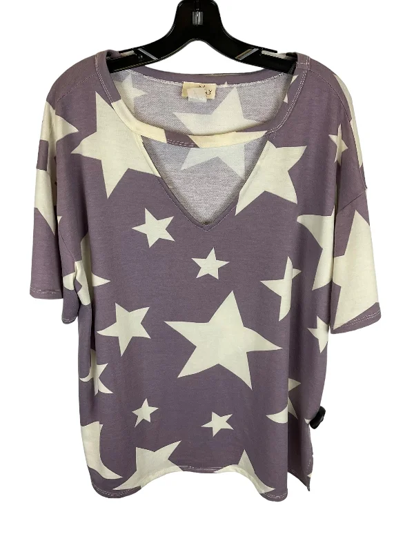 Zip-up women's topsPurple Top Short Sleeve Clothes Mentor, Size 3x